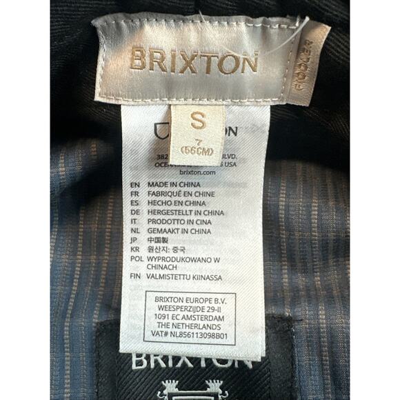 Brixton Fiddler Cap Fisherman Newsboy Hat Black Size S Lined Herringbone BU0048 - Picture 9 of 10